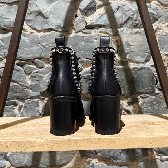 Christian Louboutin Black Leather Capahutta 70 Spike Heeled Chelsea Boots - Picture 5 of 11